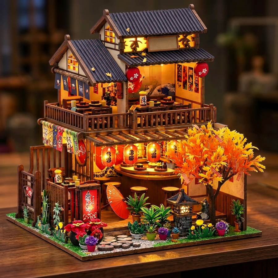 Fase 3 del montaggio: Accendere – Casa in Miniatura Giapponese con LED — Il Salone dei Ciliegi