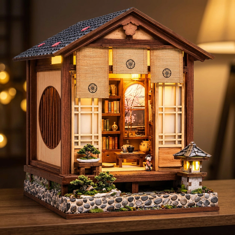 Schritt 3 beim Aufbau: Anknipsen – Japanisches Miniaturhaus mit LED — Der Bonsai-Pavillon