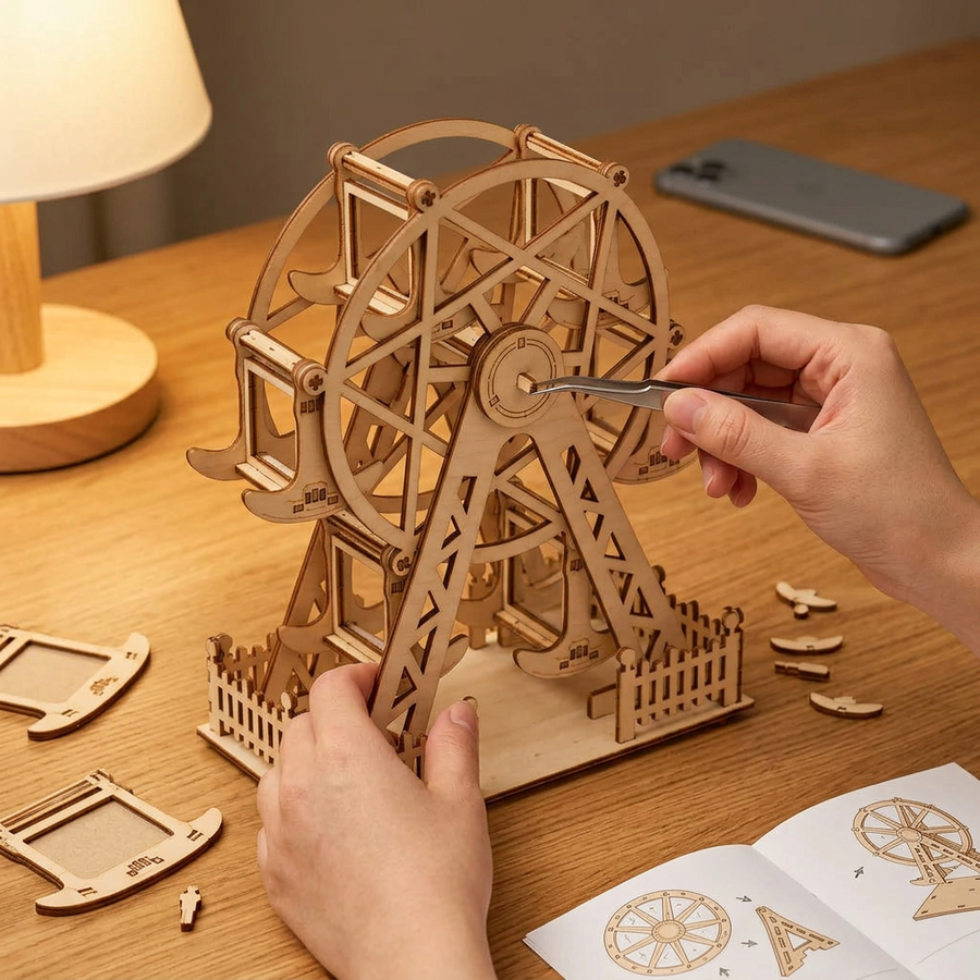 Schritt 2 beim Aufbau: Zusammenbauen – Riesenrad Modell aus Holz — Der Riesenrad-Bilderrahmen