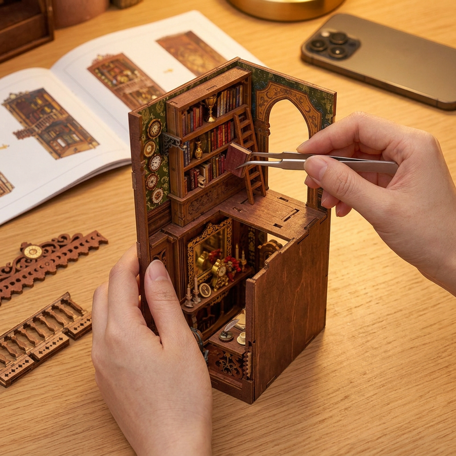 Étape 2 du montage de La Bibliothèque de l'Horloge : assembler pièce par pièce