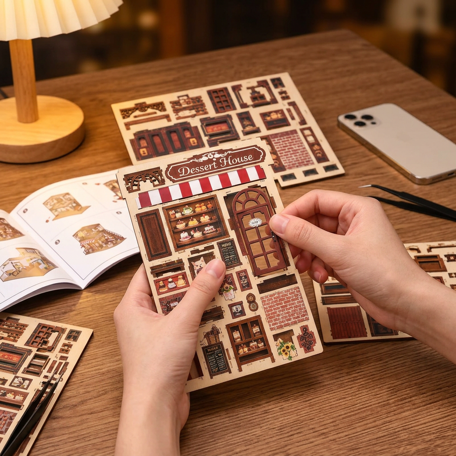 Fase 1 del montaggio: Staccare – Casa in Miniatura con LED — La Pasticceria all'Angolo