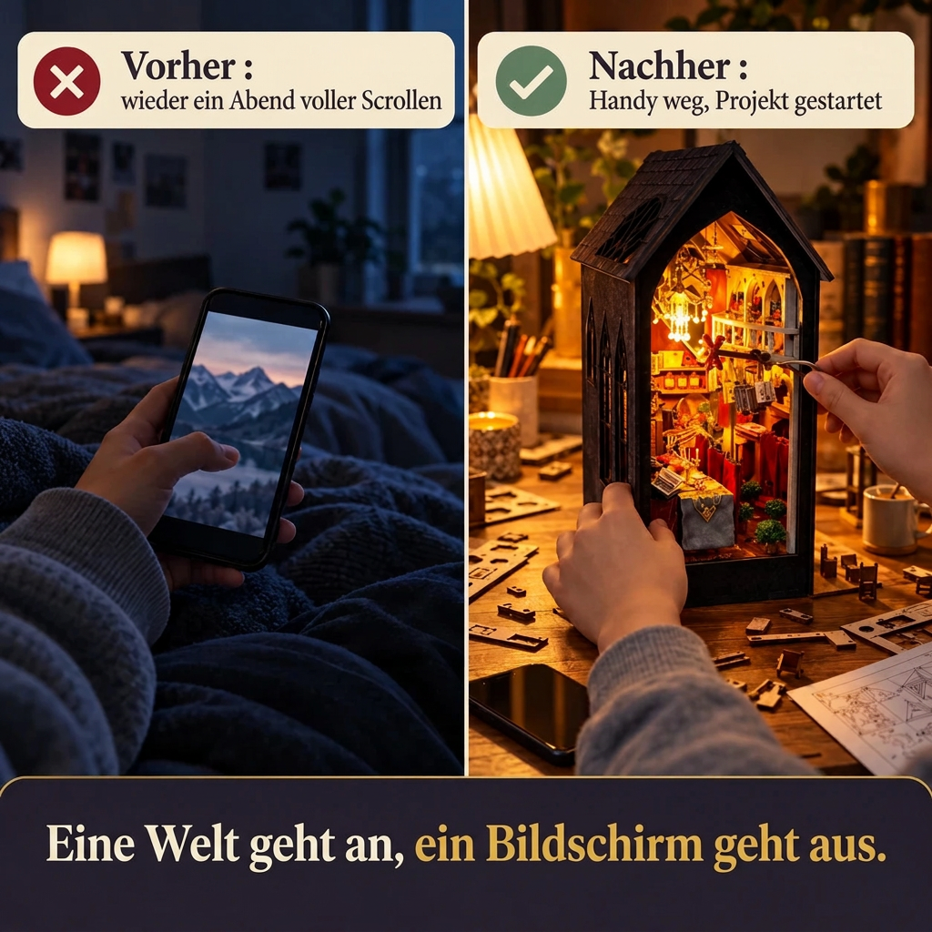 Vorher/Nachher: Handy weg, Aufbau von Schattentaverne