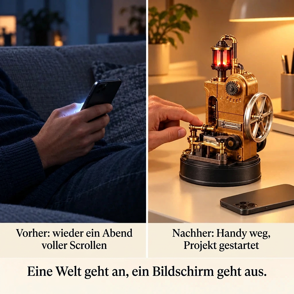 Vorher/Nachher: Handy weg, Aufbau von Morsetelegraf der Industriestadt