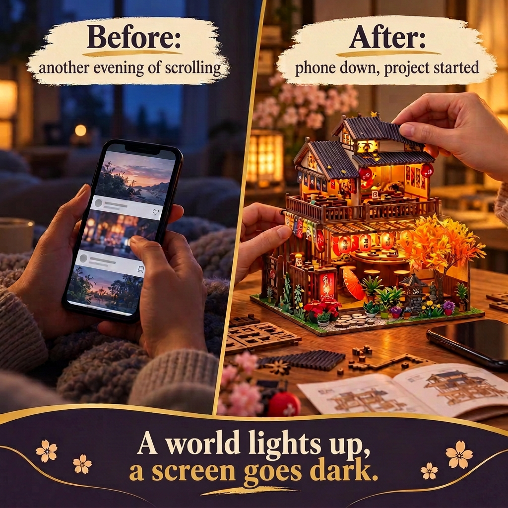 Before/after: phone down, building The Cherry Blossom Parlor