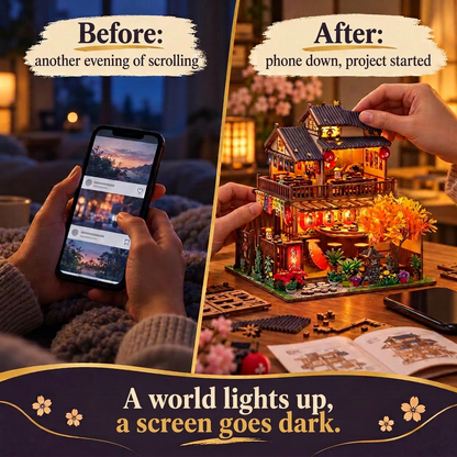 Before/after: phone down, building The Cherry Blossom Parlor