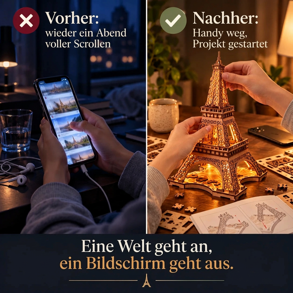 Vorher/Nachher: Handy weg, Aufbau des Eiffelturms