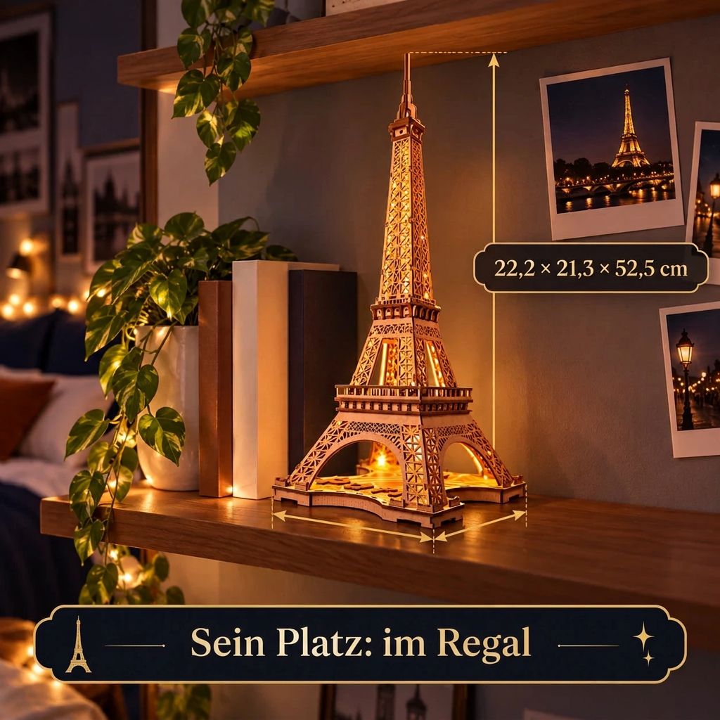 Eiffelturm im Regal, 22,2 × 21,3 × 52,5 cm