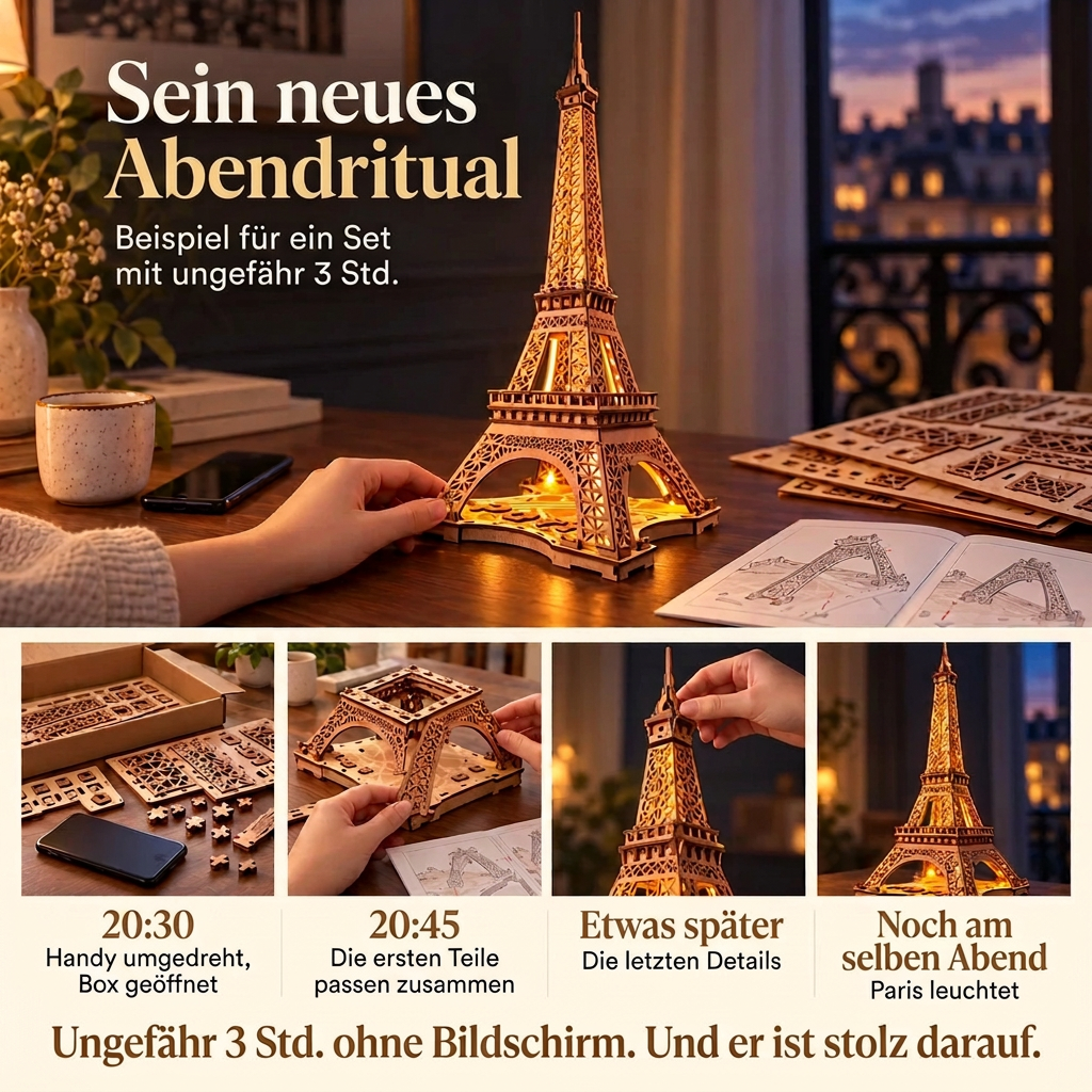 Ein Bauabend mit dem Eiffelturm