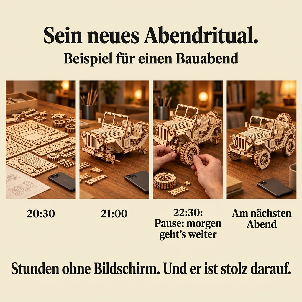 Ein Bauabend mit Geländewagen