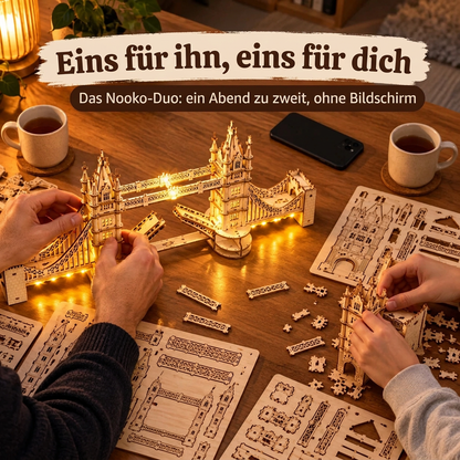 Zwei Personen bauen gemeinsam: das Nooko-Duo