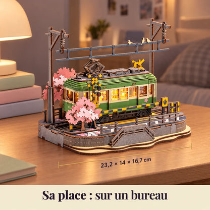The Cherry Blossom Tram on a desk, dimensions 23.2 × 14 × 16.7 cm