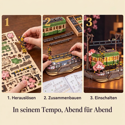 Die Bauschritte von Kirschblüten-Straßenbahn
