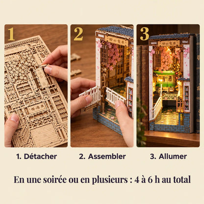 The three build steps of the Sakura Tram kit