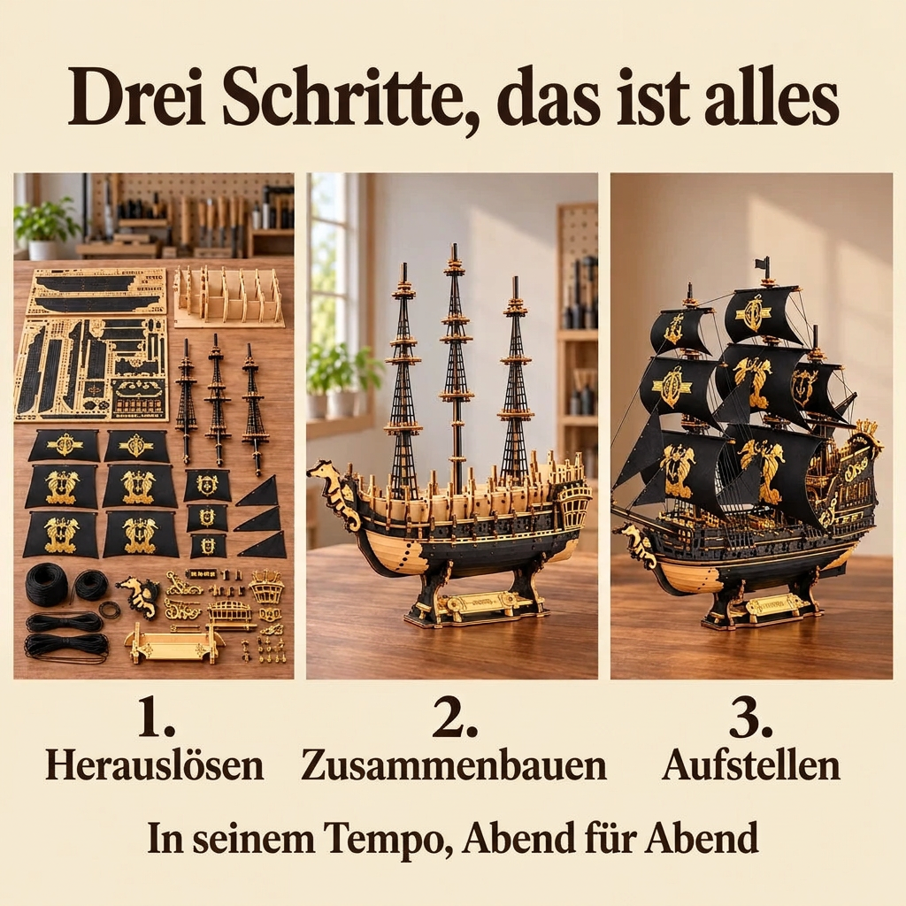 Die Bauschritte von Dreimaster Seepferdchen