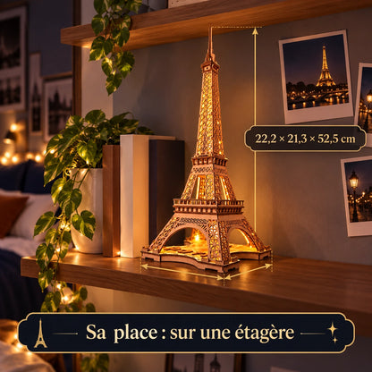 Une Nuit à Paris sur une étagère, dimensions 22,2 × 21,3 × 52,5 cm