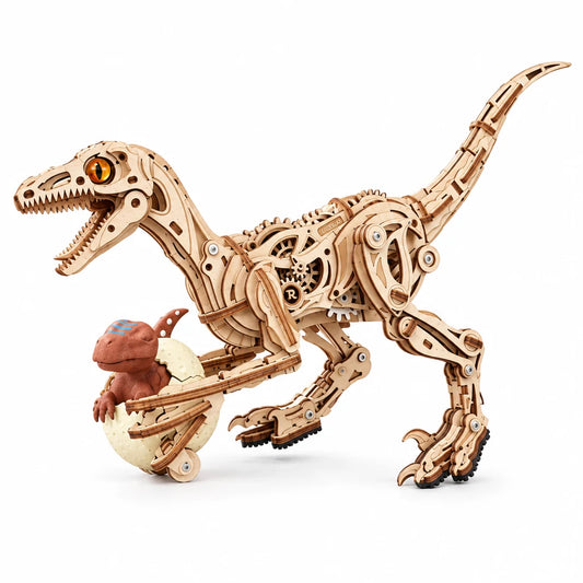 Le Vélociraptor qui Marche NOOKO monté sur fond blanc