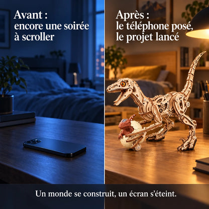 Before and after: from the phone to building the Walking Velociraptor