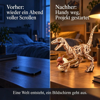 Vorher/Nachher: Handy weg, Aufbau von Laufender Velociraptor