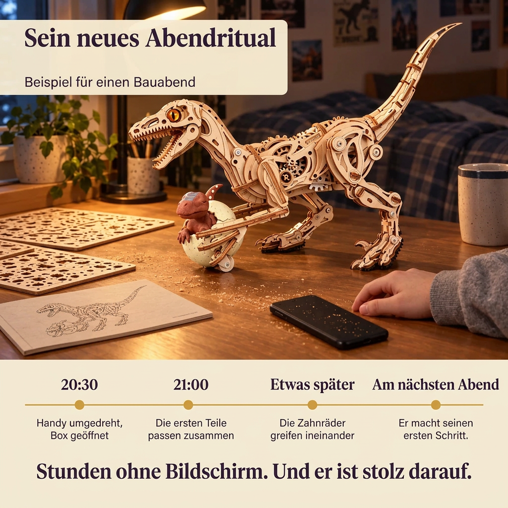 Ein Bauabend mit Laufender Velociraptor