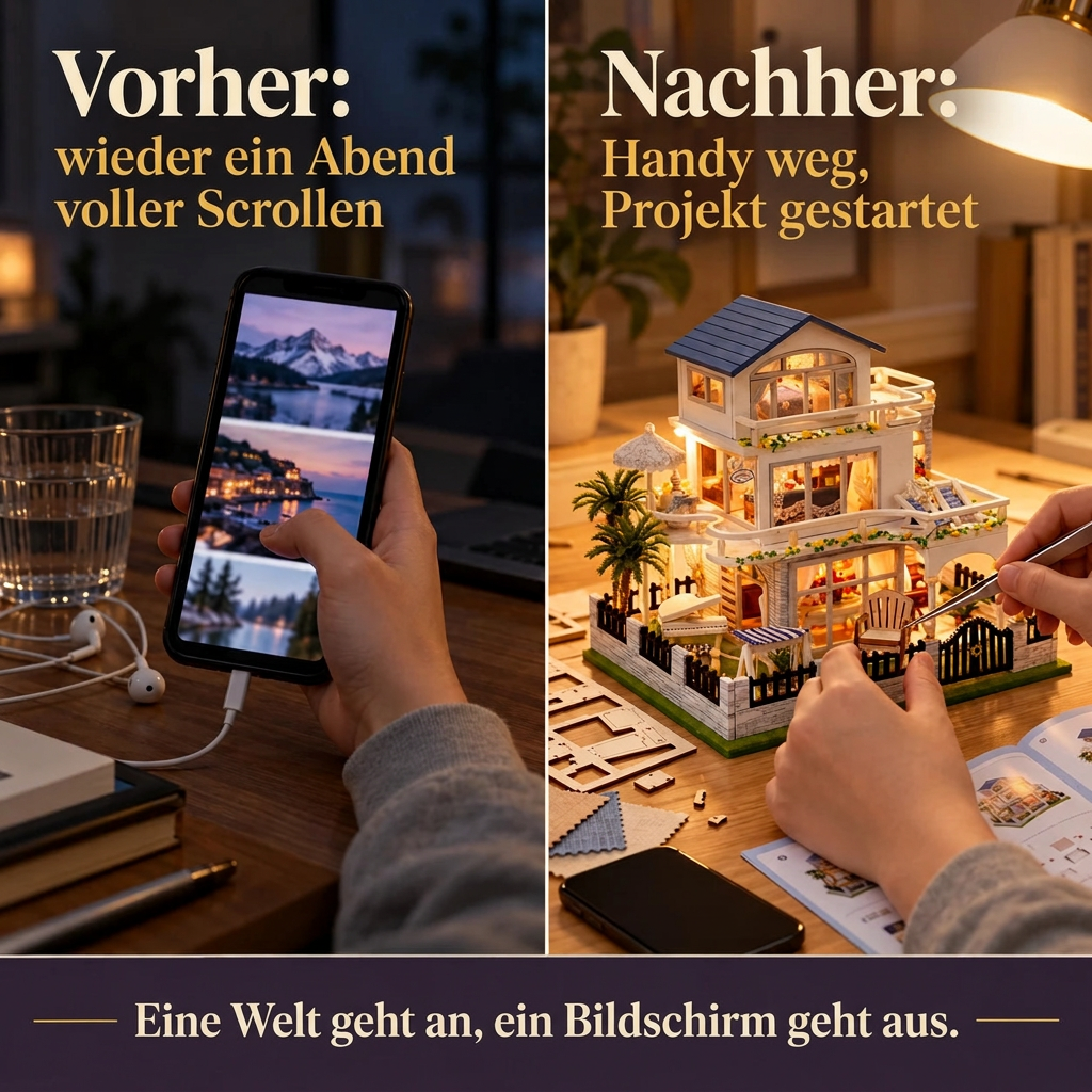 Vorher/Nachher: Handy weg, Aufbau der Villa an der Riviera