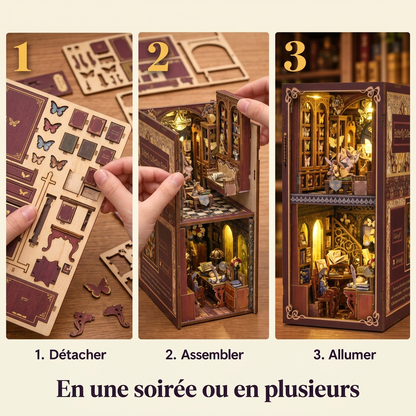 Les étapes de montage du Cabinet aux Papillons : détacher, assembler, allumer