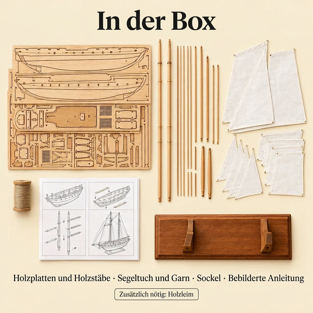Inhalt des Sets Segelschiff Harco
