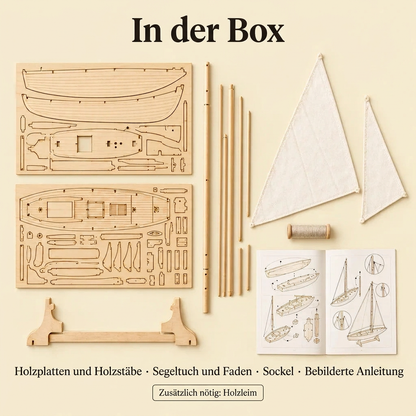 Inhalt des Sets Küstenfischer-Segelboot