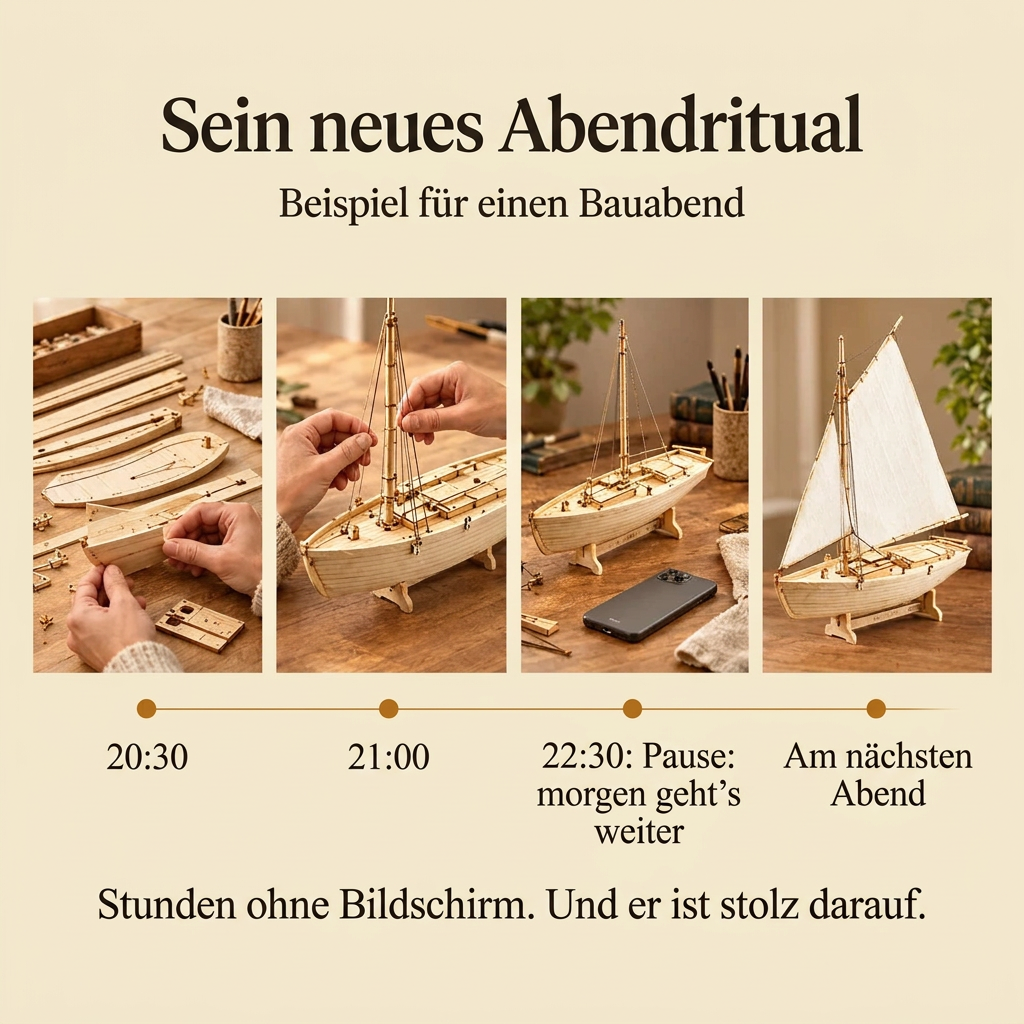 Ein Bauabend mit Küstenfischer-Segelboot