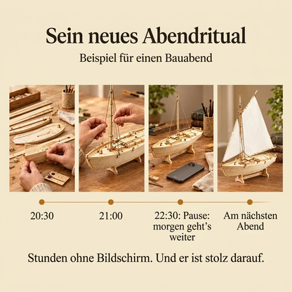 Ein Bauabend mit Küstenfischer-Segelboot