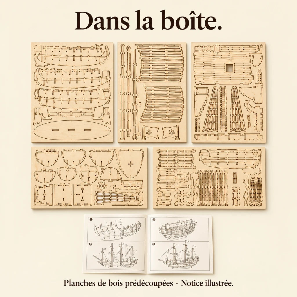 Contenu de la boîte du Petit Voilier à Poser