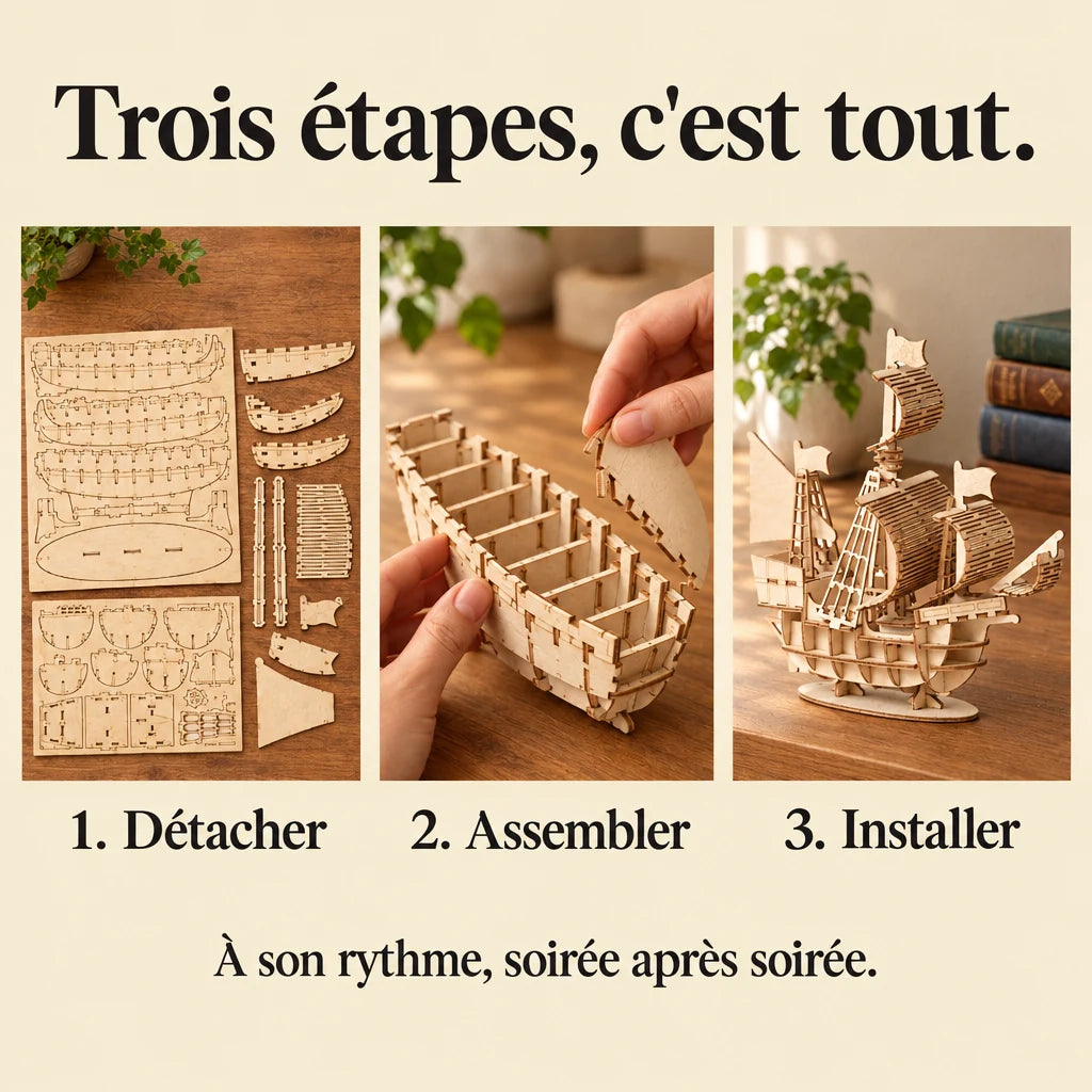 Les trois étapes de montage du Petit Voilier à Poser