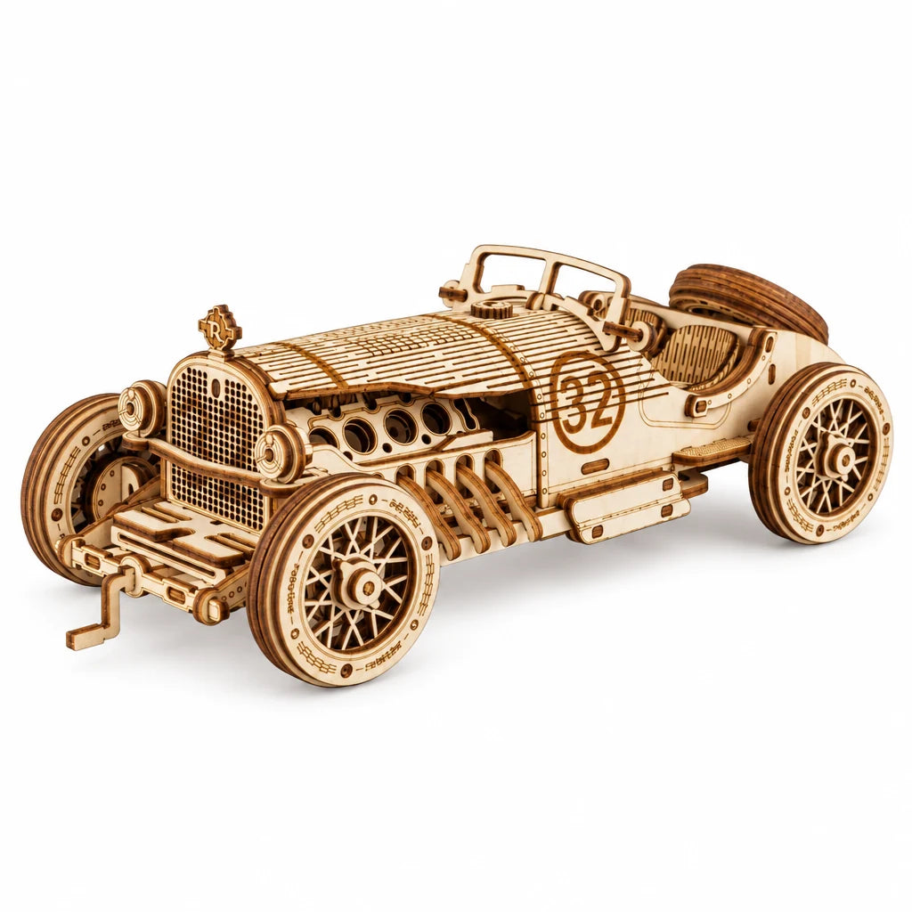 The Little Race Car by NOOKO, assembled on a white background