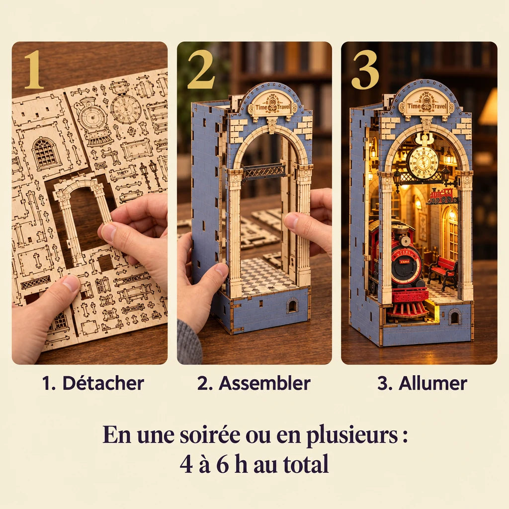Les trois étapes de montage du Voyage dans le Temps